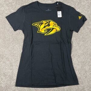 Adidas Womens S Black Nashville Predators NHL Short Sleeve Amplifier T-Shirt NWT
